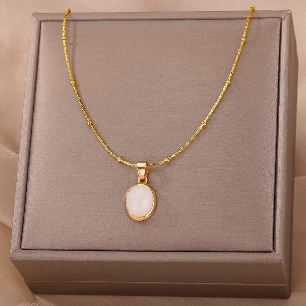 Thời Trang Đá Opal Hình Bầu Dụ - đánh giá và giá Birth Flower Necklace