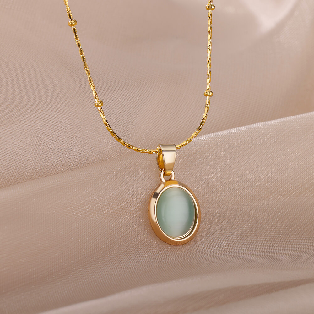 Thời Trang Đá Opal Hình Bầu Dụ - đánh giá và giá Birth Flower Necklace